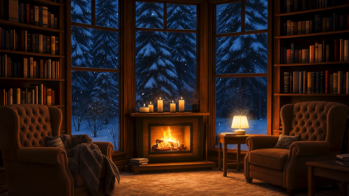 Cozy Winter Library