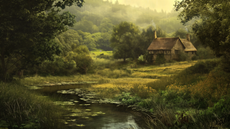 England Fairy Cottage 4 Animated Background England Fairy Cottage Rainy Meadow Tranquil Forest Cozy Nature Twitch Stream Zoom Vtuber Background