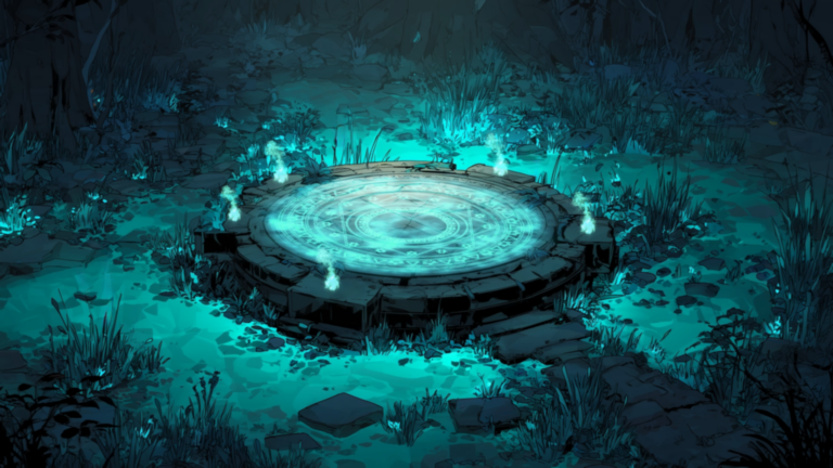 Glowing Ritual Circle 2 Animated Background Glowing Ritual Circle Forest Gate Ancient Magic Portal Fantasy Spell Twitch Stream Zoom Vtuber Background