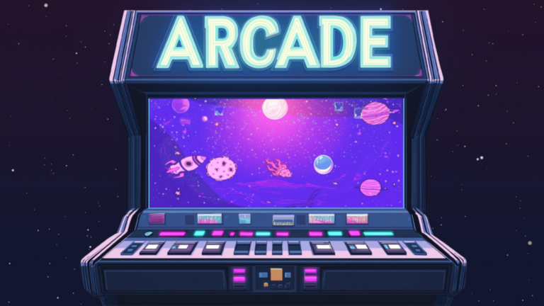 Animated Background Retro Galaxy Arcade Game Cabinet Pixel Cosmos Retro Space Arcade Twitch Stream Zoom Vtuber Background