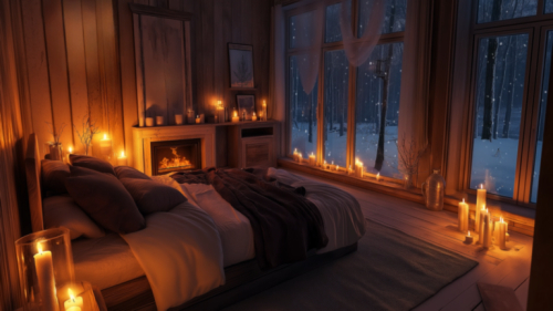 Candlelit Winter Bedroom