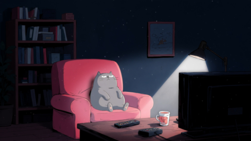 Cozy Cartoon TV Lounge