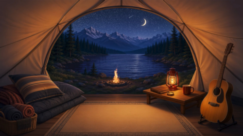 Cozy Lakeside Camping Tent