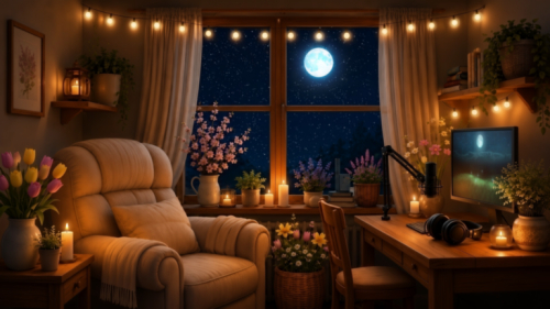 Cozy Moonlit Stream Room