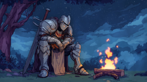 Lonely Medieval Campfire