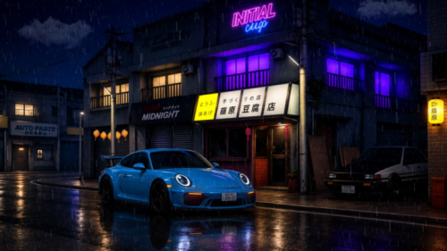Midnight Sports Car Scene