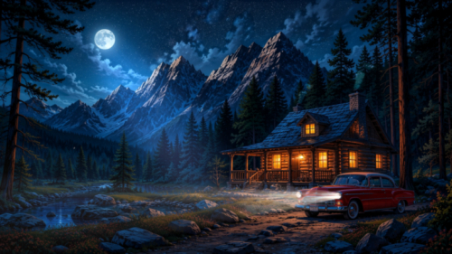 Moonlit Forest Lodge