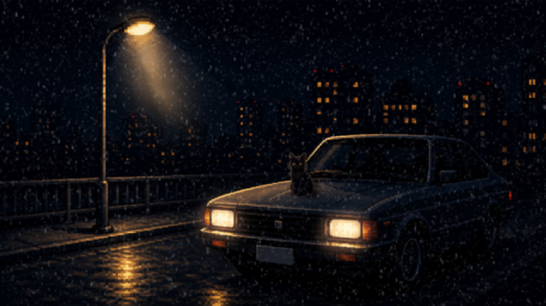 Pixel Snowy City Night