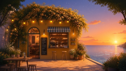 Sunset Ocean Coffee Shop