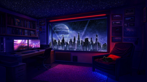 Synthwave Space Room