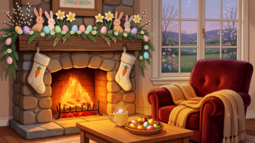 Cozy Easter Fireplace