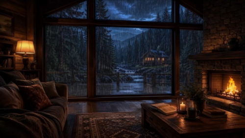 Cozy Rainy Cabin Living Room 1