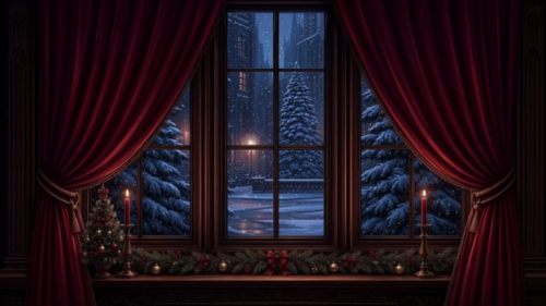 Crimson Holiday Window