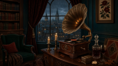 Dark academia room