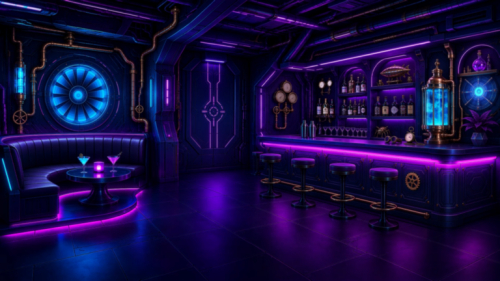 Neon Steampunk Bar
