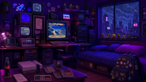 Neon arcade game room