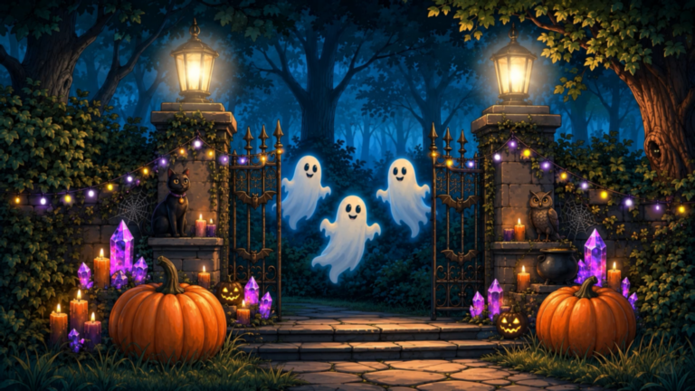 Cute Halloween Ghosts Magical Animated Background