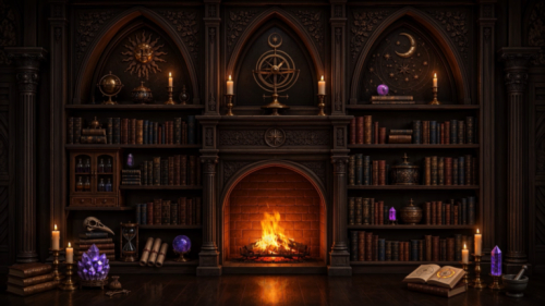 Witchy Library Fireplace